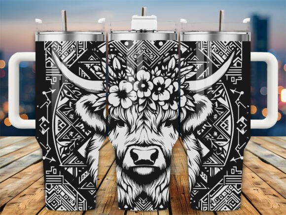 Aztec Highland Cow 40oz Tumbler Wrap: A Designer's Review