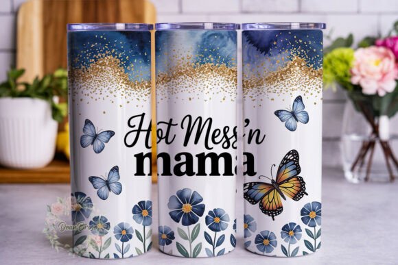 Blue Gold Butterfly Floral 20oz Tumbler Review