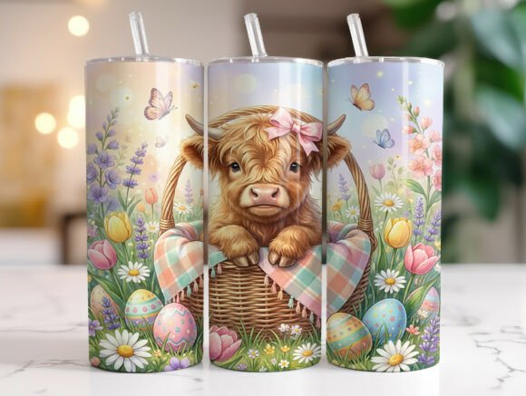 Cute Highland Cow Easter Eggs Tumbler Design Review