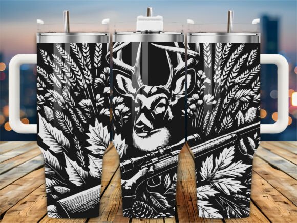 Deer Hunting Rifle Buck 40oz Tumbler Design Review