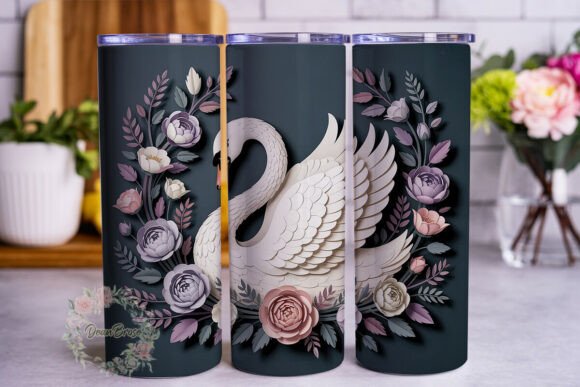 Elegant Swan Paper Flower 20oz Tumbler Design Review