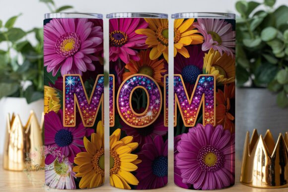 Glitter MOM Floral 20oz Tumbler Wrap: A Designer's Take