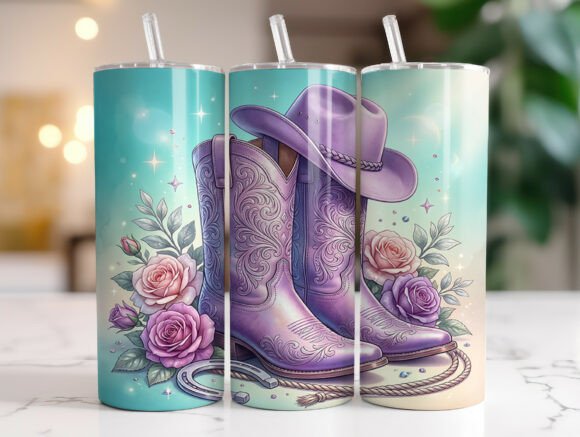 Purple Cowgirl Boots 20 Oz Tumbler Wrap Review