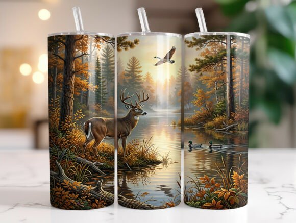 Review: Whitetail Buck Forest Lake Tumbler Wrap for Embroidery