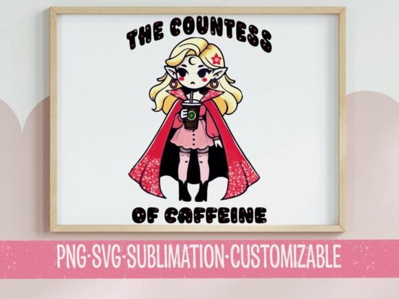 Reviewing The Countess of Caffeine SVG PNG for Embroidery